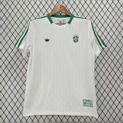 2026 Brazil Terrace Icons White With Green Pinstripes Soccer Jersey