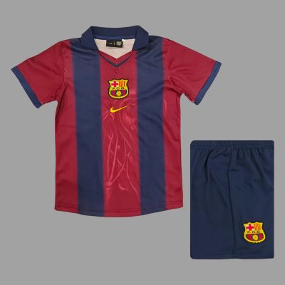 00/01 Barcelona Home Travis Scott Remark Kids Soccer Jersey Size 16-28