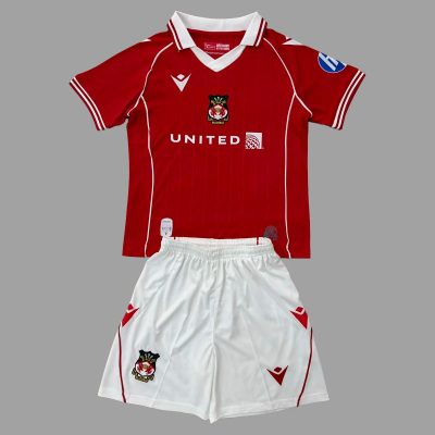 25/26 Wrexham Home Kids Soccer Jersey Size 16-28