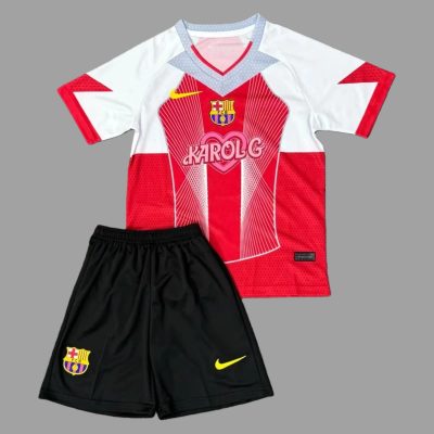 25/26 Barcelona Karol G Red Kids Soccer Jersey Size 16-28