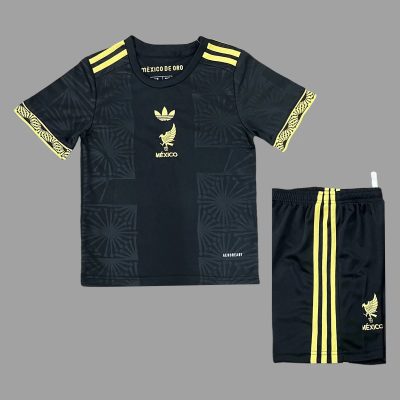 2025 Mexico Golden Cup Black Kids Soccer Jersey Size 16-28