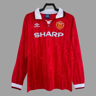 92/94 Manchester United Home Long Sleeve Retro Soccer Jersey