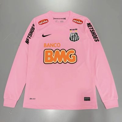 2012 Santos Pink Long Sleeve Retro Soccer Jersey