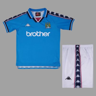 97/98 Manchester City Home Kids Retro Soccer Jersey Size 16-28