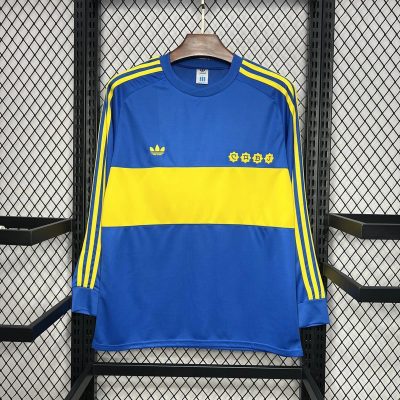 81/82 Boca Juniors Home Long Sleeve Retro Soccer Jersey