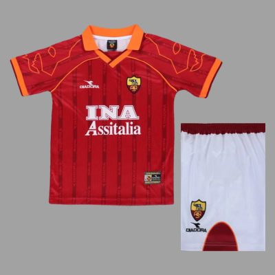 99/00 Roma Home Kids Retro Soccer Jersey Size 16-28