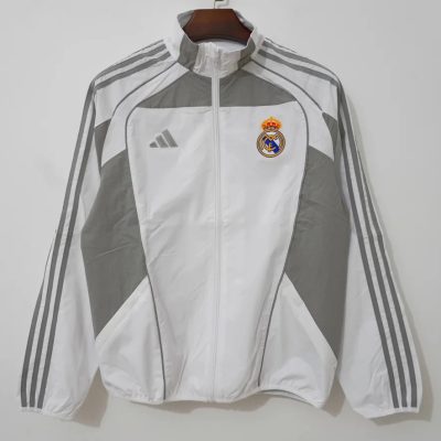 25/26 Real Madrid White Gray Windbreaker